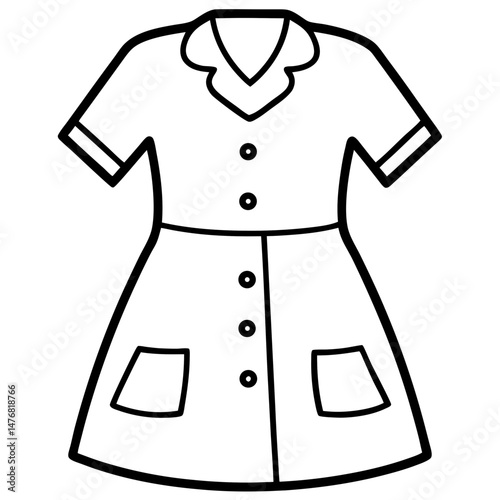 Nurse Uniform Silhouette Vector – Black on White