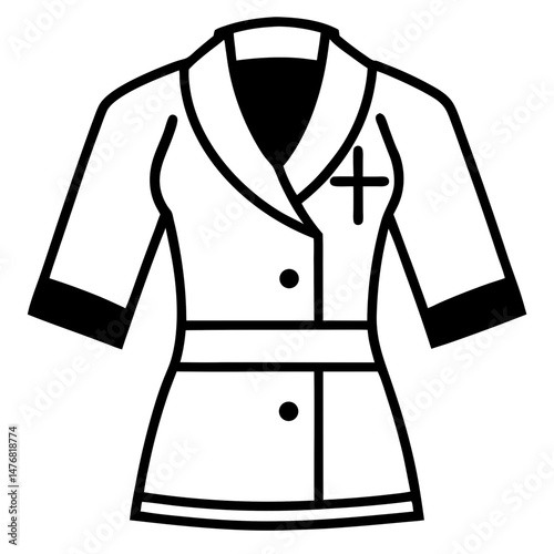 Nurse Uniform Silhouette Vector – Black on White