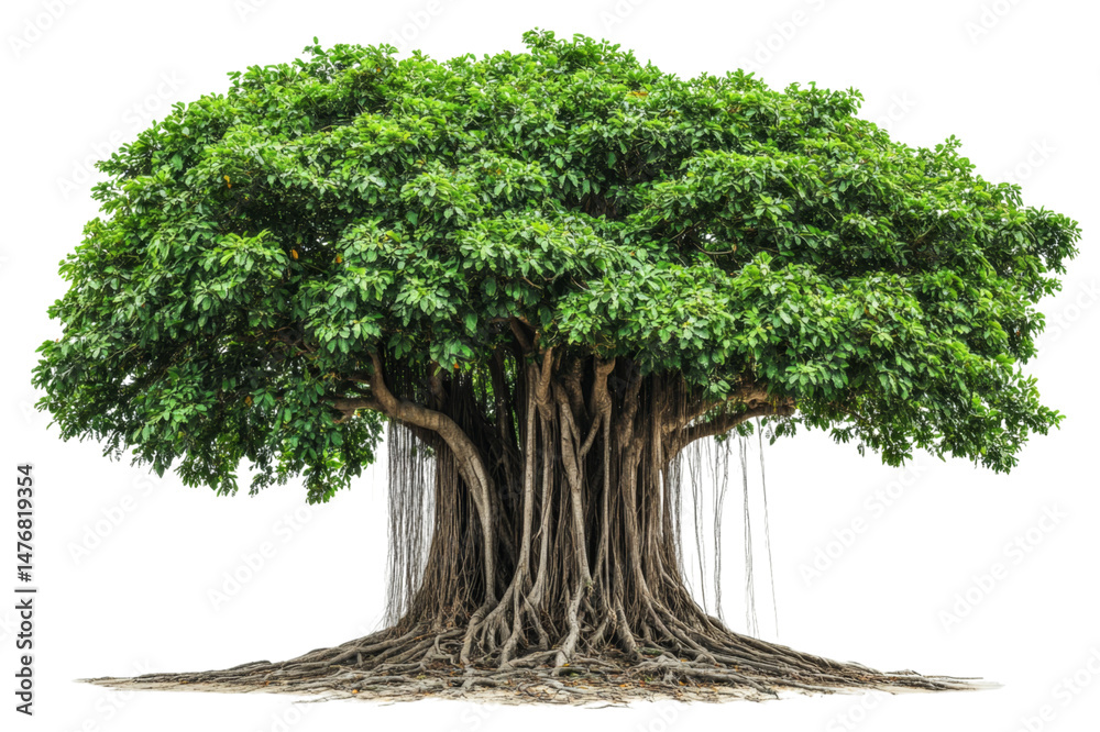 Fototapeta premium Majestic Banyan Tree in Lush Nature . Transparent background PNG