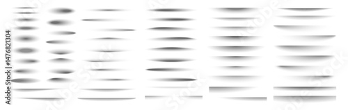 Set of Realistic Shadow Effects. Oval, Round, Square, and Rectangular Soft Grey Drop Shadows Isolated on Transparent Background. Vector Illustration