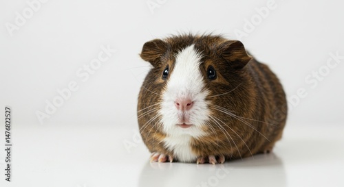Calm Guinea Pig on White Background