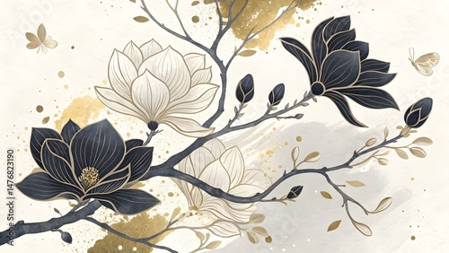 grunge floral background with flowers