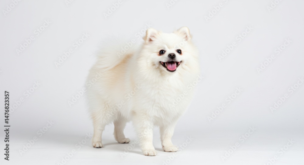 custom made wallpaper toronto digitalJoyful Pomeranian Dog with Wagging Tail on White Background