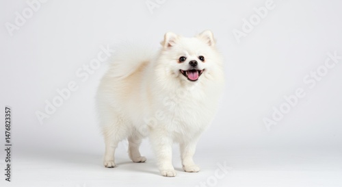 Wallpaper Mural Joyful Pomeranian Dog with Wagging Tail on White Background Torontodigital.ca