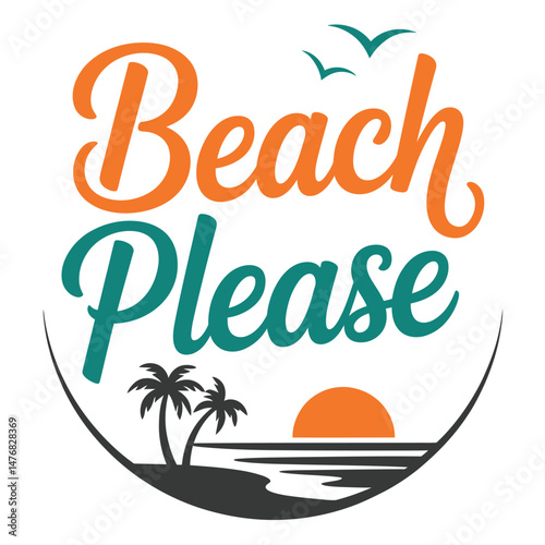 Canvas Print Summer beach T-Shirt Design Vector Art & Illustration