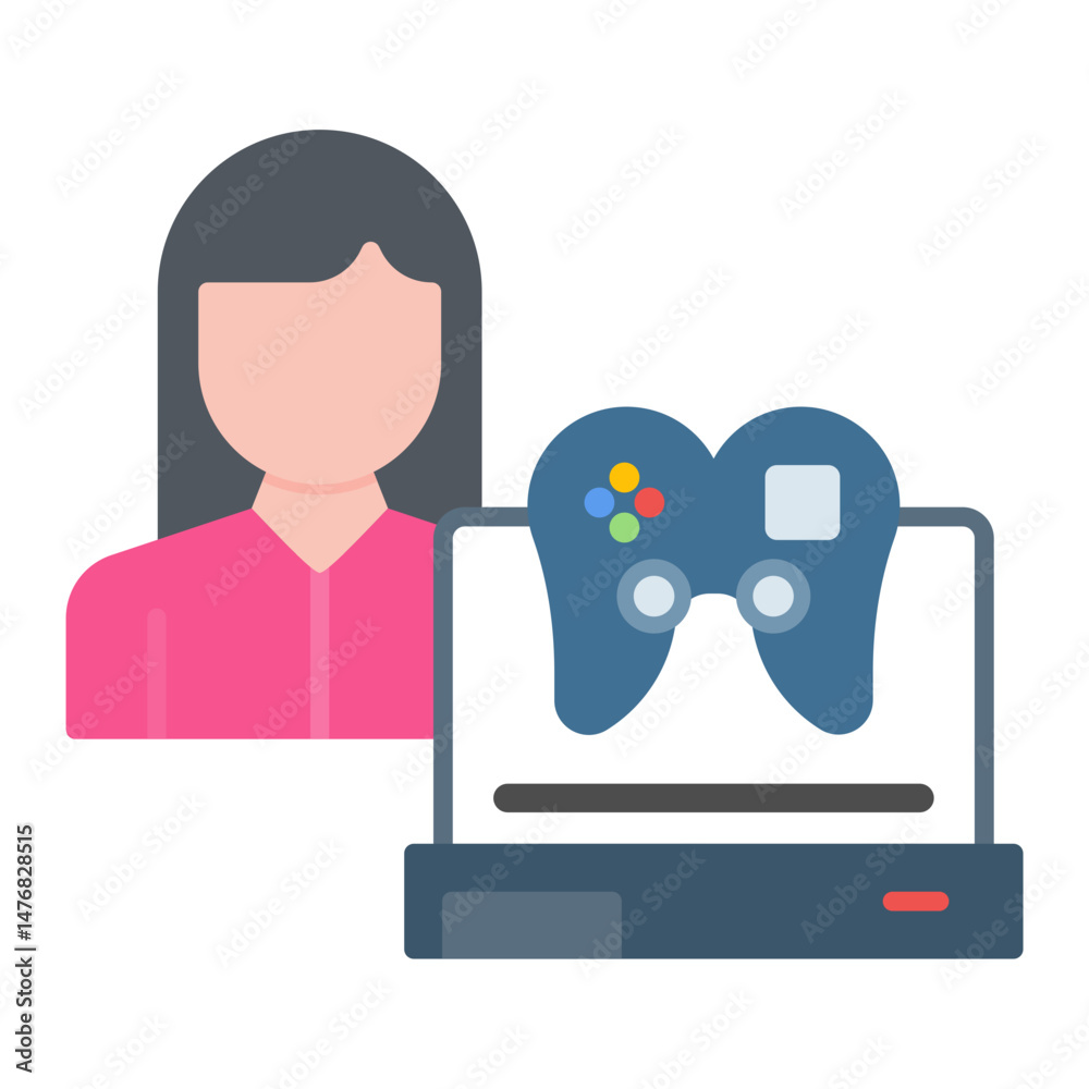 Game Modder Female icon vector image. Can be used for Game Development.