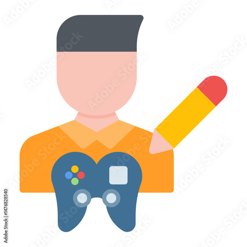 Game Script Writer Male icon vector image. Can be used for Game Development.