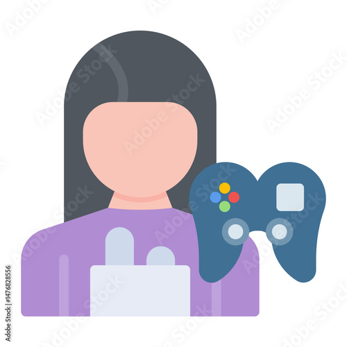 Game Tester Female icon vector image. Can be used for Game Development.