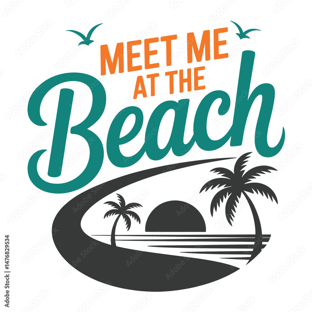 Naklejka premium Summer beach T-Shirt Design Vector Art & Illustration