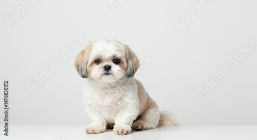 Peaceful Shih Tzu Dog on White Background