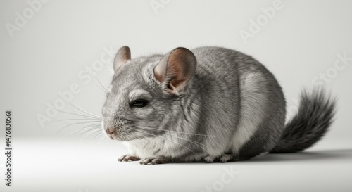 Relaxed Chinchilla on White Background