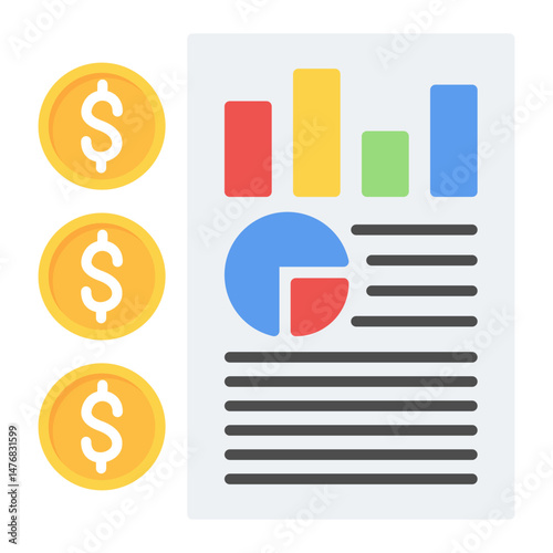 Financial Statement icon vector image. Can be used for Accounting.