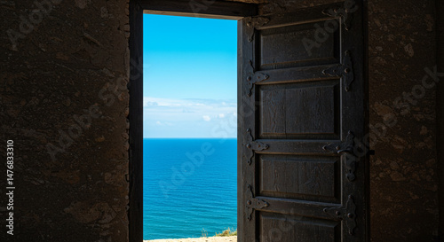 Open Doorway Leading to a Bright Ocean View
