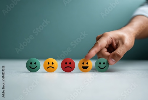 Customer Feedback Satisfaction Survey Emojis Showing Happy and Sad Faces for Business Analysis