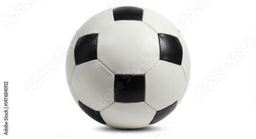 Classic Black and White Soccer Ball on White Background