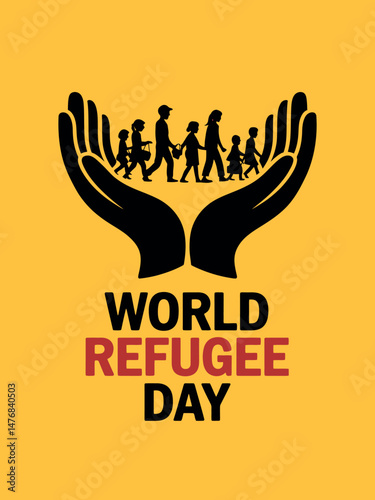 World Refugee Day: Hands Holding Globe Migrants Illustration