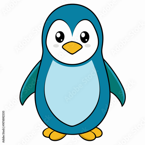 Playful Aqua Penguin Vector Illustration 