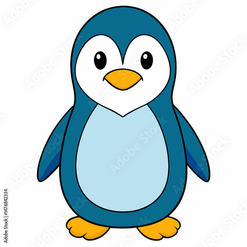 Playful Aqua Penguin Vector Illustration 