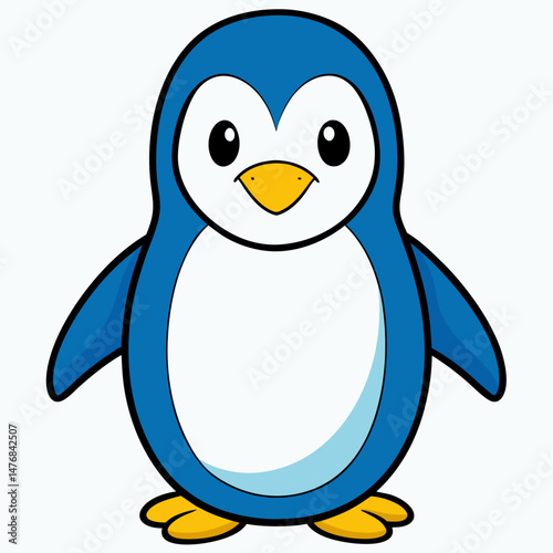 Playful Aqua Penguin Vector Illustration 