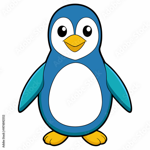 Playful Aqua Penguin Vector Illustration 