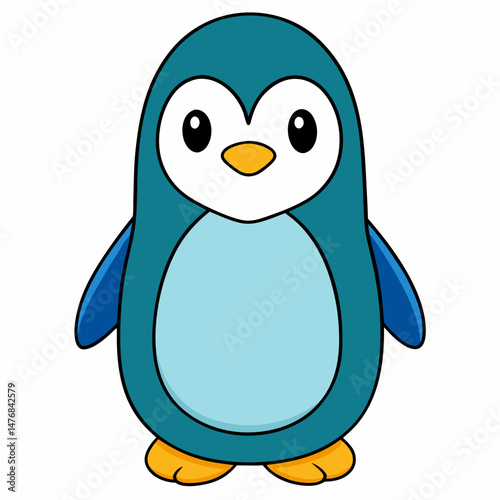 Playful Aqua Penguin Vector Illustration 