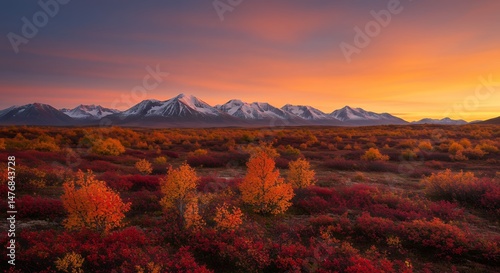 Mountains Over Autumn Colorful Landscape Scenery