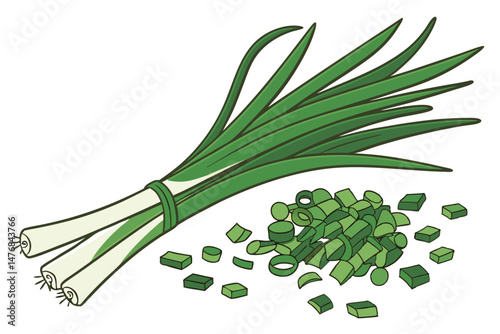 81 green, vegetables, scallion, green onion, chopped, fresh, food, still life, minimalist, transparent background