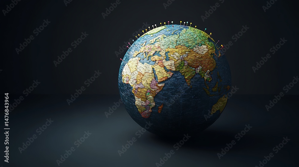 Fototapeta premium Textured globe representation against dark background