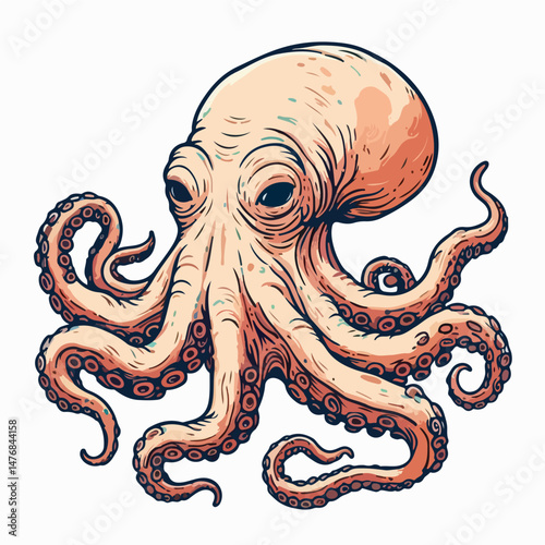 Oceanic Marvel: An exquisite illustration of an octopus, showcasing its intricate anatomy. A striking visual representation of the captivating sea creature's unique form and features.