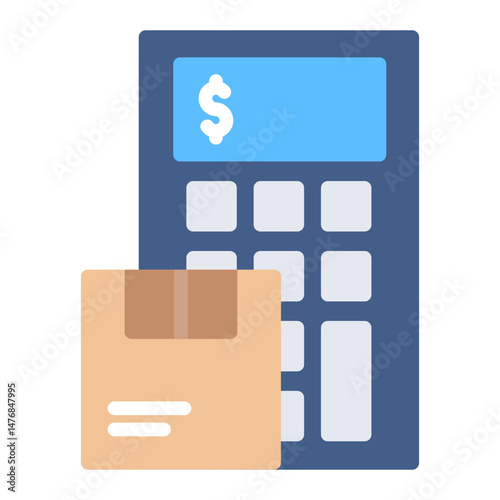 Delivery Costs Calculator icon vector image. Can be used for Postal Service.