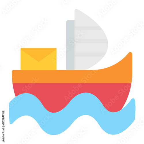 Mail Boat icon vector image. Can be used for Postal Service.