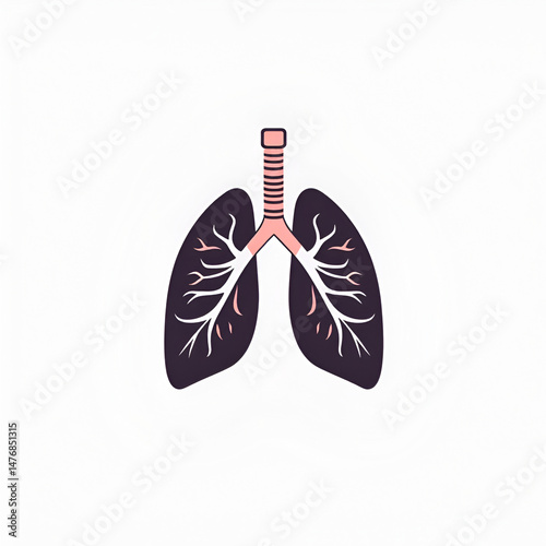 Thoracic surgery or chest health logo flat vector design, Health lungs logo design, respiratory health care vector design