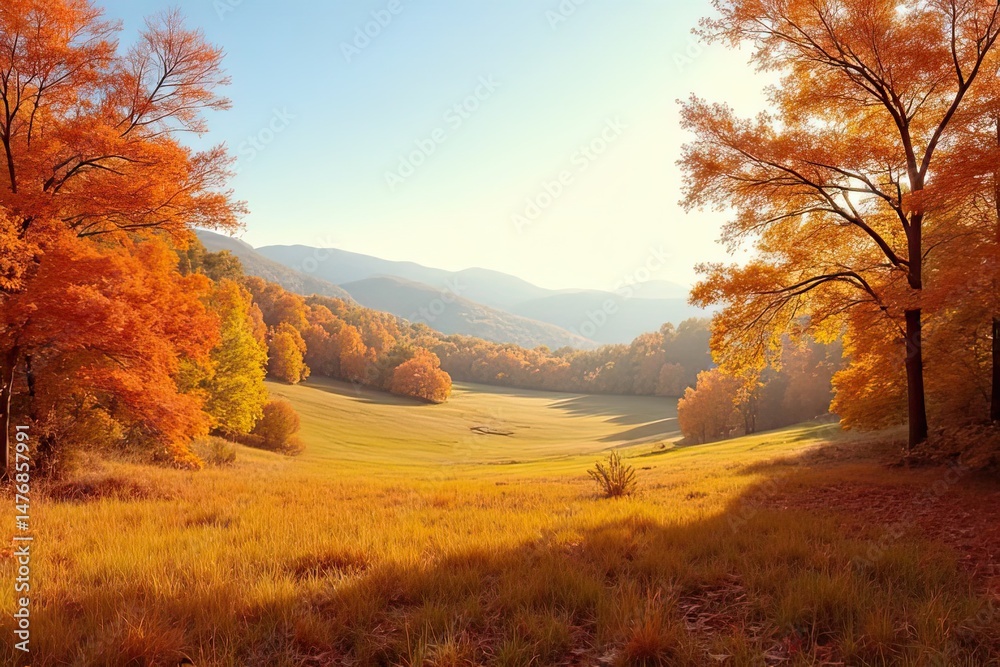 Fototapeta premium Autumn Foliage and Meadow Enchantment