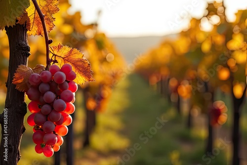 Autumn Grape Harvest Scene at Vineyard