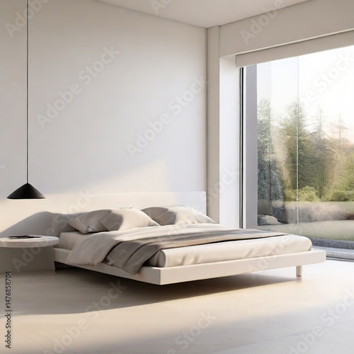 Modern minimalist Room with large windows 