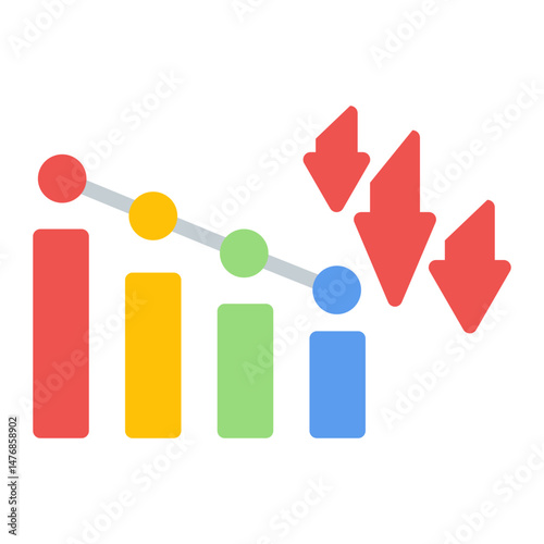 Burn Down Chart icon vector image. Can be used for Project Assesment.