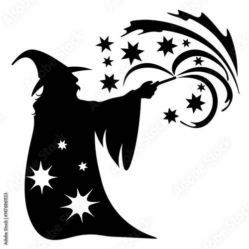 Vector Halloween art illustration design with black bat silhouette on a fantasy moon background pattern