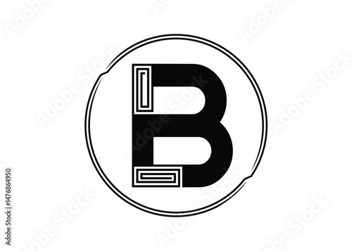 Letter B Logo with Abstract Stripe Line Pattern