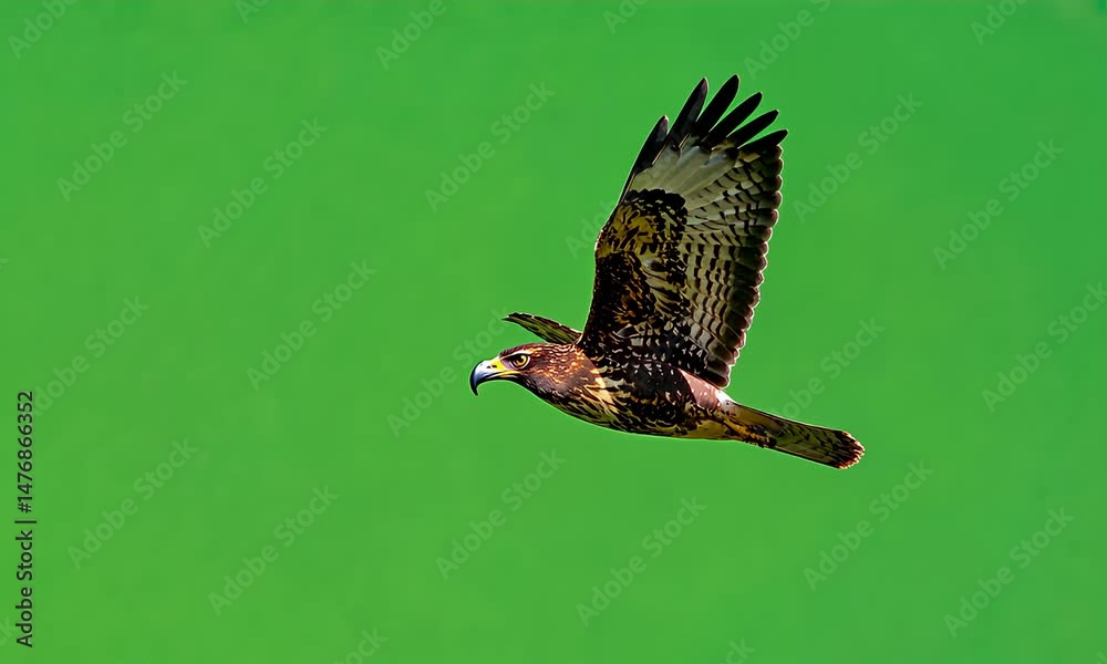A bird soars with open wings