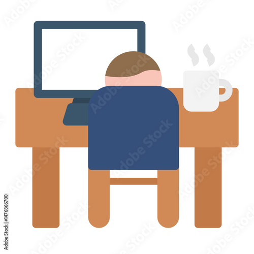 Home Office Desk icon vector image. Can be used for Remote Working.