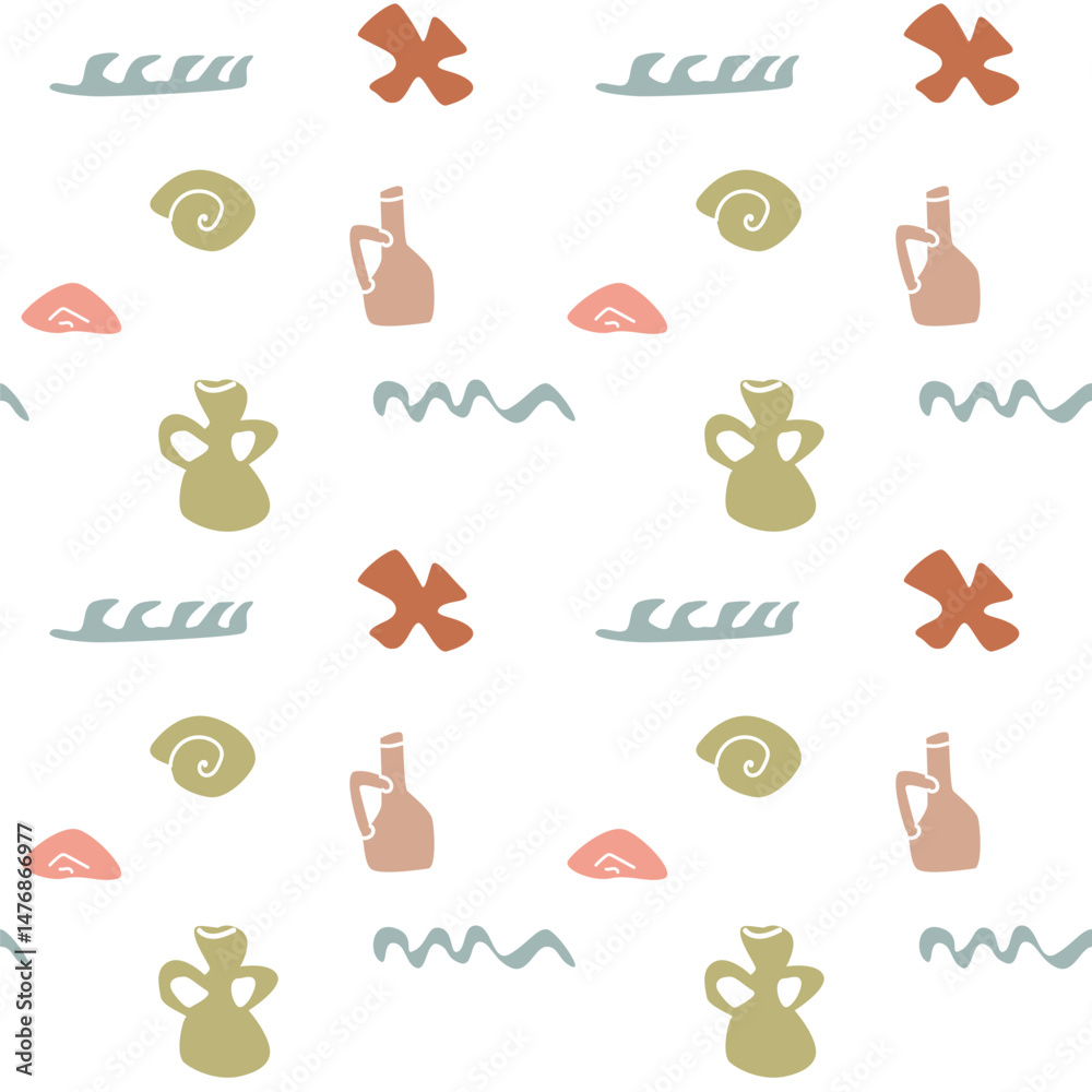Boho summer elements pattern for decoration and design. Boho summer elements pattern for decoration and design.
