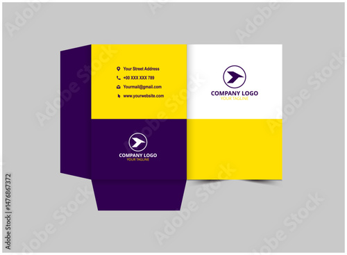 Folder Design Template Purple And Yellow Business Presentation Cover For Corporate Office Vector Illustration