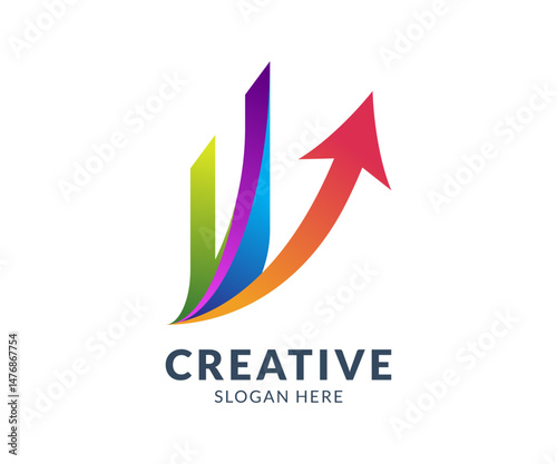Creative Growth Arrow Logo for Business. Colorful abstract finance growth logo icon vector template design.