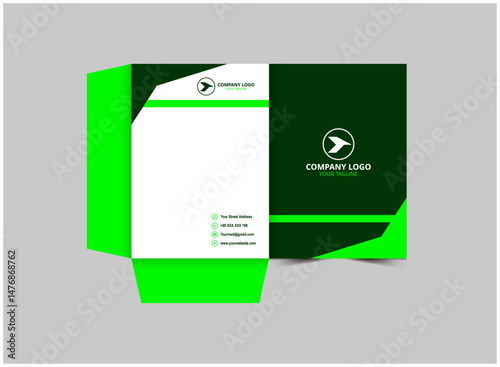 Folder Design Template Green Business Presentation Cover For Corporate Office Vector Illustration