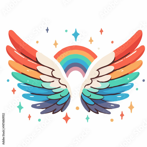 Rainbow wings with sparkles 