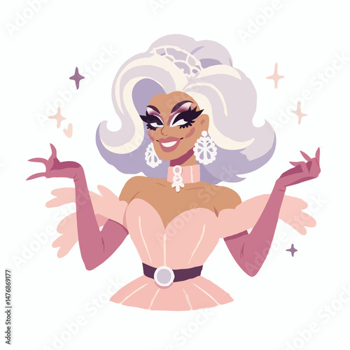 Drag queen posing in pink dress