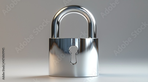 Metal padlock on a neutral background with soft reflections