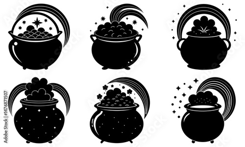 Pot Of Gold Silhouette vector illustration