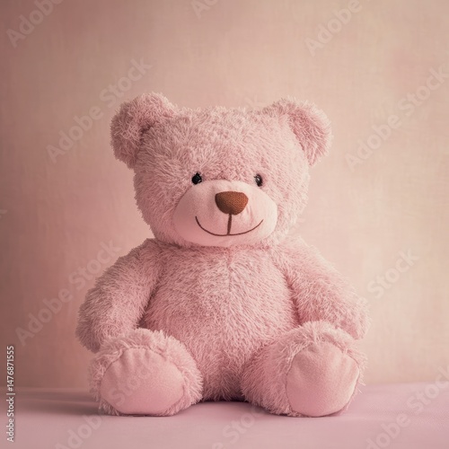 Soft Pink Teddy Bear on Draped Fabric

