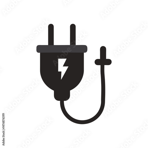 Electric Plug icon of silhouette vector illustration